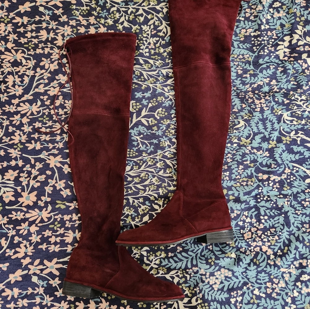 **Stuart Weitzman Suede Lowlands Burgundy Women's Size 4.5 - Picture 2 of 12